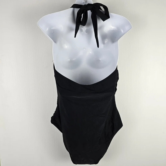 NWT Women's CUPSHE Backless Black One-Piece Halter Swimsuit Size XL Beachy - Picture 2 of 15